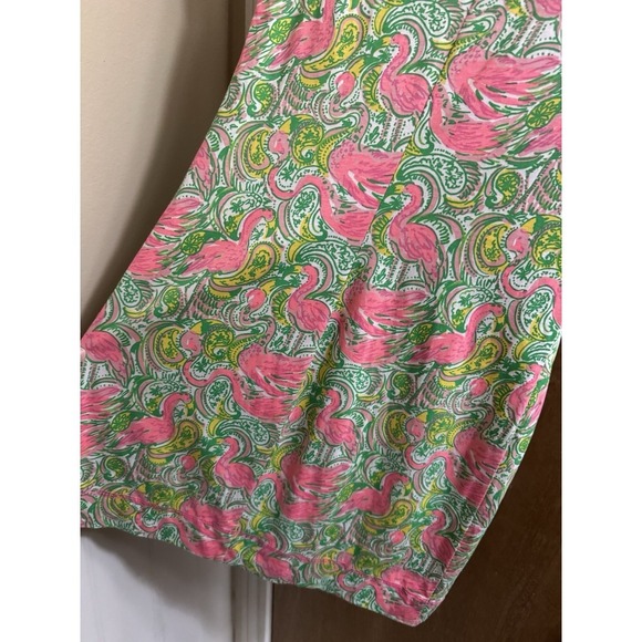 Lilly Pulitzer Britton Hot Wings Pink Green T-shirt Flamingo Dress S Pima Cotton - Picture 13 of 13